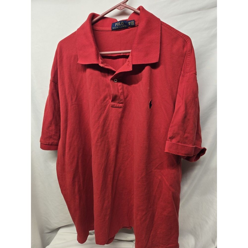 POLO RALPH LAUREN SHIRT -3XB BIG 3XL BURGUNDY RED INTERLOCK LISLE BLUE PONY GOLF